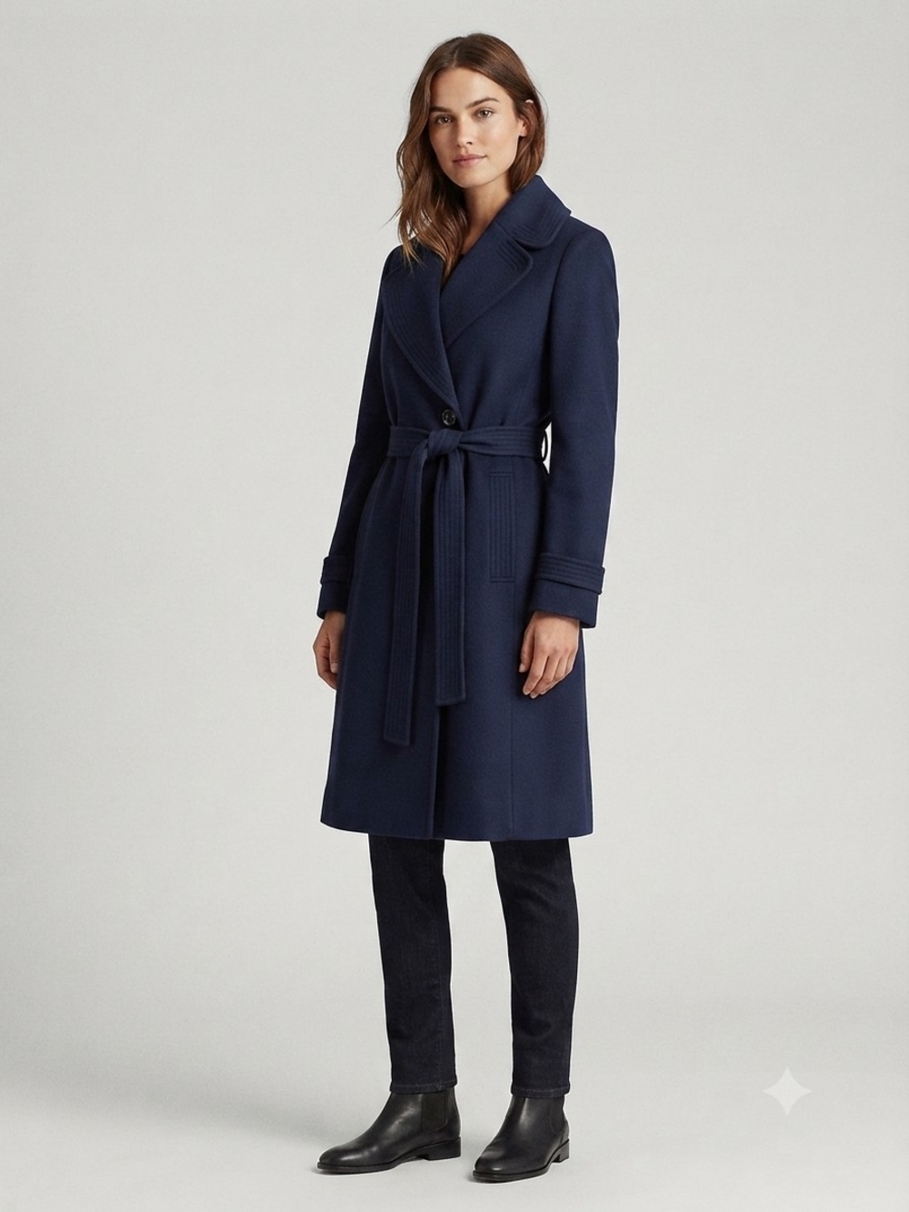Oasis Blue Belted Trench Coat Size Small